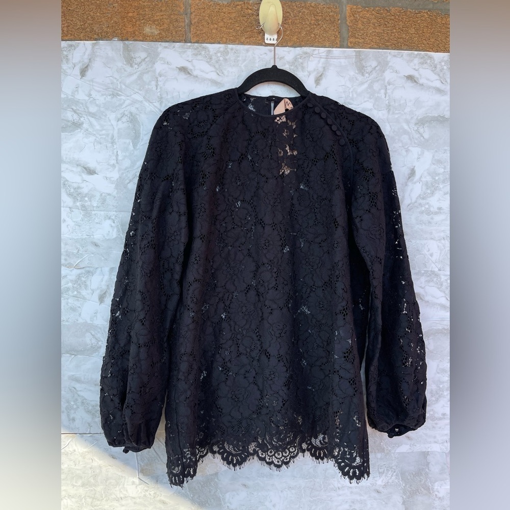 N°21 Alessandro Dell'Acqua Black Floral Lace Blouse | Italian Designer size 48
